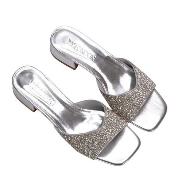 XY London Womens/Ladies Erica Metallic Low Block Heel Mule Sandals / Metallic Si - Picture 6 of 6